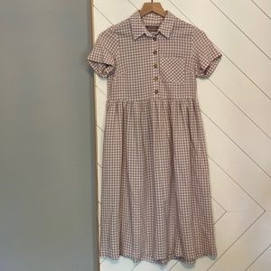 Tan and white checkered dress